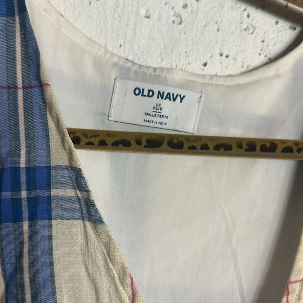 Old Navy Blue and White Ruffled Tiered Sundress, XL - Picture 10 of 13